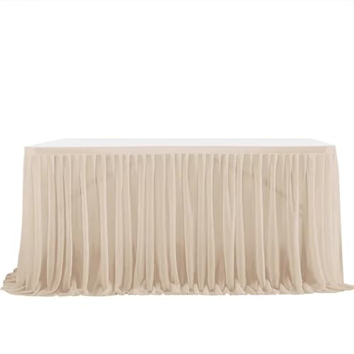 Tischdecke Hochzeit Party Tisch Rock Geburtstag Plissee Dessert Tischdecke Abdeckung Hochzeit Tisch Sockel Home Tisch Dekor für Partys Veranstaltungen, Hochzeiten, Bankette(Beige,9FT L2.75mXH0.75m) von Ayztantine