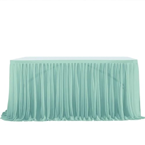 Tischdecke Hochzeit Party Tisch Rock Geburtstag Plissee Dessert Tischdecke Abdeckung Hochzeit Tisch Sockel Home Tisch Dekor für Partys Veranstaltungen, Hochzeiten, Bankette(Blue-green,12FT L4.26mXH0.7 von Ayztantine