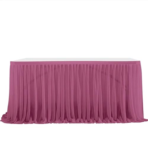 Tischdecke Hochzeit Party Tisch Rock Geburtstag Plissee Dessert Tischdecke Abdeckung Hochzeit Tisch Sockel Home Tisch Dekor für Partys Veranstaltungen, Hochzeiten, Bankette(Dirty pink,12FT L4.26mXH0.7 von Ayztantine