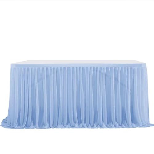 Tischdecke Hochzeit Party Tisch Rock Geburtstag Plissee Dessert Tischdecke Abdeckung Hochzeit Tisch Sockel Home Tisch Dekor für Partys Veranstaltungen, Hochzeiten, Bankette(Sky blue,9FT L2.75mXH0.75m) von Ayztantine