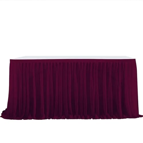 Tischdecke Hochzeit Party Tisch Rock Geburtstag Plissee Dessert Tischdecke Abdeckung Hochzeit Tisch Sockel Home Tisch Dekor für Partys Veranstaltungen, Hochzeiten, Bankette(Wine Red,9FT L2.75mXH0.75m) von Ayztantine