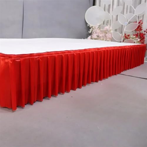 Tischdecke Hochzeit Plissee Tisch Rock Hochzeit Hintergrund Vorhänge Tisch Cothes for Geburtstag Bankett Bühne Tisch Röcke Event Party für Partys Veranstaltungen, Hochzeiten, Bankette(Red,H50cm x L300 von Ayztantine