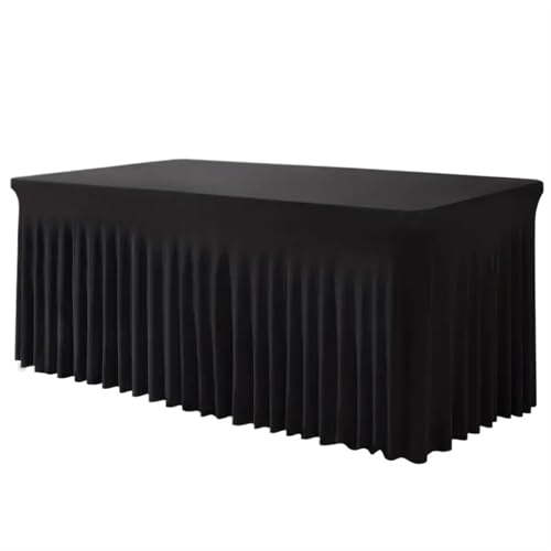 Tischdecke Hochzeit Rechteckige Tischröcke, Tischdecken aus Polyester, schwarze Tischdecke for 6-Fuß-Tische mit Rock, Tischdecke aus Spandex für Partys Veranstaltungen, Hochzeiten, Bankette(Black) von Ayztantine