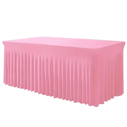 Tischdecke Hochzeit Rechteckige Tischröcke, Tischdecken aus Polyester, schwarze Tischdecke for 6-Fuß-Tische mit Rock, Tischdecke aus Spandex für Partys Veranstaltungen, Hochzeiten, Bankette(Pink) von Ayztantine