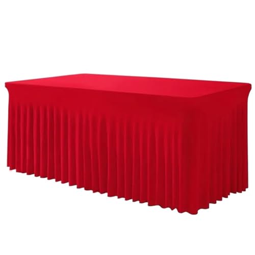 Tischdecke Hochzeit Rechteckige Tischröcke, Tischdecken aus Polyester, schwarze Tischdecke for 6-Fuß-Tische mit Rock, Tischdecke aus Spandex für Partys Veranstaltungen, Hochzeiten, Bankette(Red) von Ayztantine