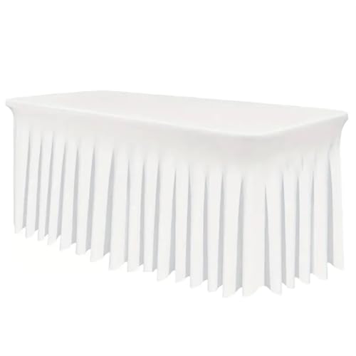 Tischdecke Hochzeit Rechteckige Tischröcke, Tischdecken aus Polyester, schwarze Tischdecke for 6-Fuß-Tische mit Rock, Tischdecke aus Spandex für Partys Veranstaltungen, Hochzeiten, Bankette(White) von Ayztantine