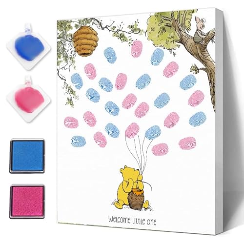 Azbuk Gender Reveal Fingerprint Tree for Baby Shower, Bear Baby Shower Gender Reveal Game, Honey Bear Baby Shower Guest Book Party Ideas for, Gender Reveal Party Ideas, Gender Reveal Keepsake Game von Azbuk