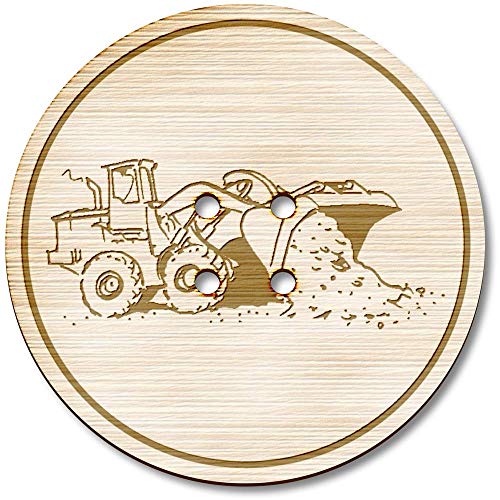 3 x 38mm 'Bagger der Erde entlädt' Groß Runde Holz Knopfe (BT00094093) von Azeeda