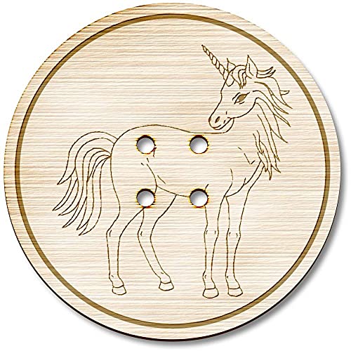 3 x 38mm 'Einhorn' Groß Runde Holz Knopfe (BT00108146) von Azeeda