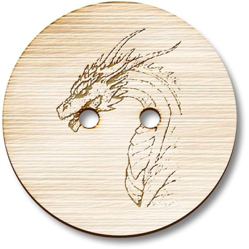 8 x 23mm 'Höhlenbewachender Drache' Runde Holz Knopfe (BT00124916) von Azeeda