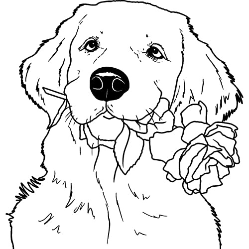 A7 'Golden Retriever & Rose' Stempel (Unmontiert) (RS00042060) von Azeeda