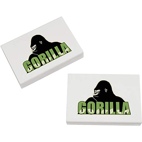 2 x 45mm 'Gorilla, Mit, Text, Und, Leaves' Radiergummis (ER00036055) von Azeeda