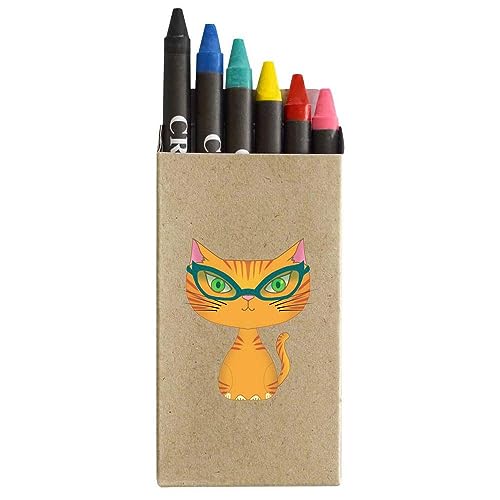 Azeeda 6 x 'Katze mit Brille' Farbiges Buntstift-Set (CY00023669) von Azeeda