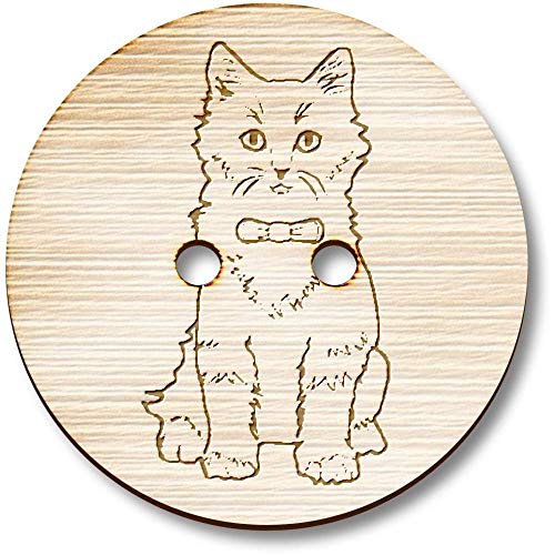 Azeeda 8 x 23mm 'Fantastische Katze' Runde Holz Knopfe (BT00065631) von Azeeda