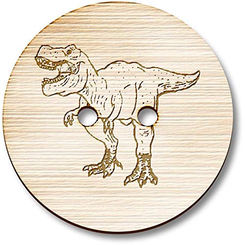 Azeeda 8 x 23mm 'T-Rex Dinosaurier' Runde Holz Knopfe (BT00072241) von Azeeda