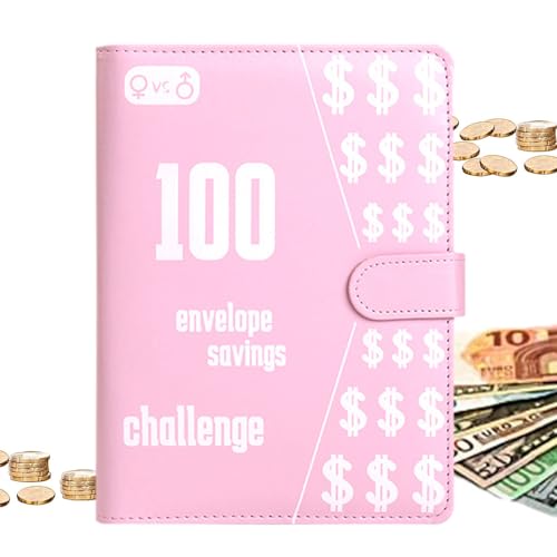 Aznever 100 Umschlag-Challenge-Ordner, Budget Binder, Geldspar Bindertaschen, Budgetplaner Und Buch Mit Geldumschlägen, Sparbuch Und Herausforderungen, Geldumschläge Für Bargeld, Geld Sparen von Aznever