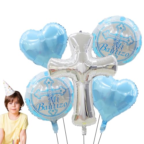 Aznever Luftballons für die Erstkommunion, Dekorationen für die Heilige Kommunion,Aluminiumfolie Taufballons Taubenballons 5er Set | Kreative Taufdekorationen, Luftballons, süßes Partyzubehör für die von Aznever