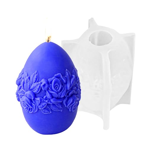 Aznever Ostern Silikonform 3D Ostereier Silikonform, Ostereier Silikonform Kerze, Blumen Ostern Eier Kerzengießformen, Ostereiform Für Seife, Keks, Schokoladenkuchen von Aznever