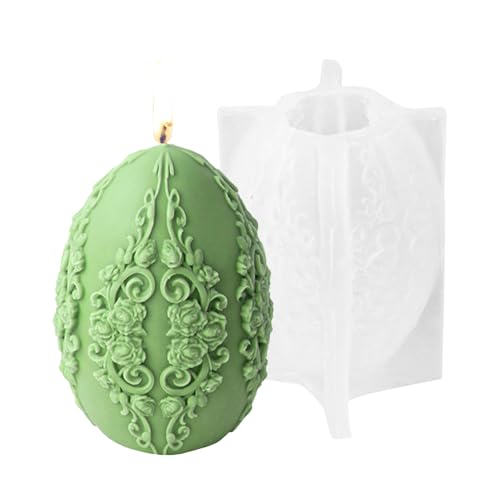 Aznever Ostern Silikonform 3D Ostereier Silikonform, Ostereier Silikonform Kerze, Blumen Ostern Eier Kerzengießformen, Ostereiform Für Seife, Keks, Schokoladenkuchen von Aznever