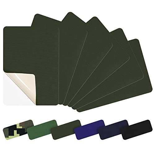 Azobur Nylon-Reparaturflicken, selbstklebend, Vinyl, Outdoor, Camping, Ausrüstung, Reparaturset, wasserdichter Stoff, Reparaturflicken für Daunenjacke, Zelt, Schlafsack, Militärgrün, 6 Stück von Azobur