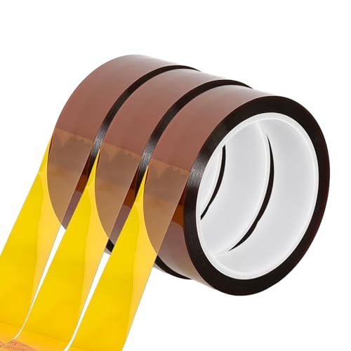 3 Rollen 20mmX20m Hohen Temperaturen Hitzebeständig Klebeband, Polyimid Kapton Tape Film Klebeband, Hochtemperatur Band, Elektronik Isolierband für 3D-Drucken Sublimations Maskieren Löten (A) von Azonelife