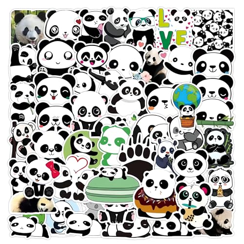 50 Stück Panda Aufkleber, PVC Wasserdicht Cartoon Tier Aufkleber, Süßer Panda Vinyl Aufkleber, Panda Stickers DIY Dekoration für Laptop/Gitarre/Skateboard (Set 2) von Azonelife