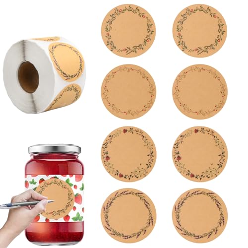 500 Stücke Handgemachte Aufkleber Label, 5cm Runder Aufkleber, Kraftpapier Aufkleber Etiketten, Selbstklebend Geschenkaufkleber für Backen Karte Briefumschlag und Hochzeit von Azonelife