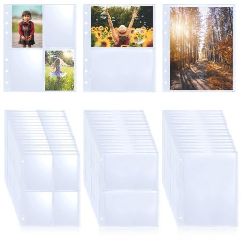 90 Stück A5 Binder Taschen 6 Löcher, Karten Sleeves Transparent, 4 Taschen 2 Taschen 1 Tasche Fotohüllen, Postkartenhüllen, Sammelkarten Hüllen, Binder Pocket, Fotokartenschutz für Fotos Sammelkarten von Azonelife