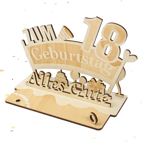 Kreatives Geschenk Zum 18. Geburtstag, Geldgeschenke 18 Geburtstag Deko, Geburtstag Geldgeschenk Holz Geldgeschenk, Holz Gästebuch, Geburtstag Gästebuch Geschenk für Männer Und Frauen, Freunde (18th) von Azonelife