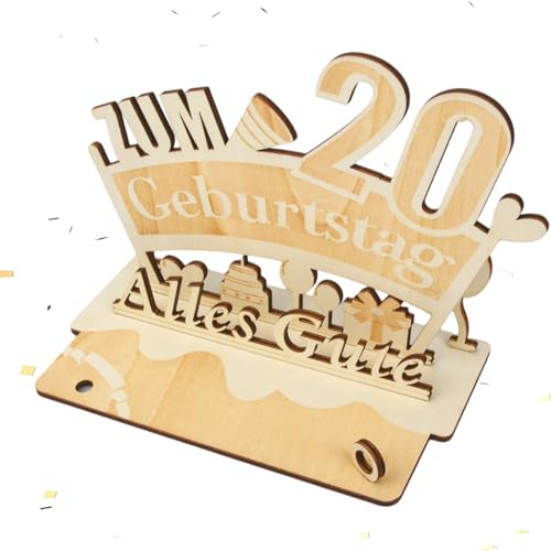 Kreatives Geschenk Zum 20. Geburtstag, Geldgeschenke 20 Geburtstag Deko, Geburtstag Geldgeschenk Holz Geldgeschenk, Holz Gästebuch, Geburtstag Gästebuch Geschenk für Männer Und Frauen, Freunde (20th) von Azonelife