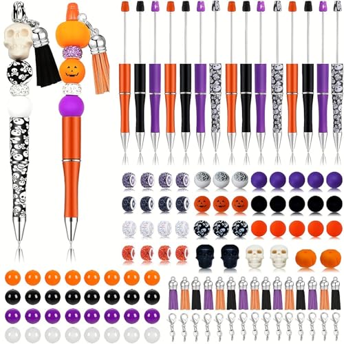 123-teiliges Kugelschreiber-Set mit Halloween-Thema, für Kinder, Erwachsene, Halloween-Geschenk, inklusive Karabinerverschlüssen und Quasten von Azxcvbnm