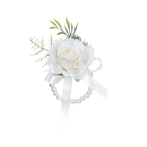 Azxcvbnm Armband Blume Perle Handgelenk Dekor für Brautparty Brautjungfern Kranz Ornament für Hochzeitszeremonie Feiern von Azxcvbnm