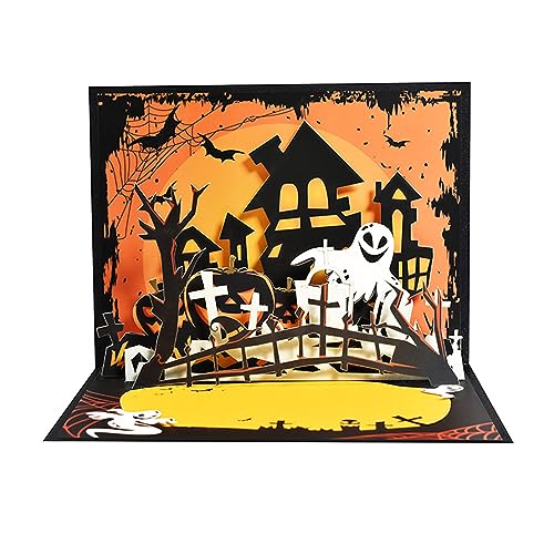 Azxcvbnm Halloween-PopUp-Karte, Spukhaus, PopUp-Karte, Halloween-Grußkarte, Glück, Halloween-Karten, Kinder, Erwachsene von Azxcvbnm