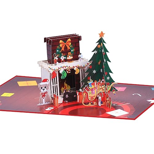 Azxcvbnm Kreative Weihnachtskarte, 3D-Kaminkarte, entzückende Papierskulptur, Senden von Grüßen und festlichem Accessoire von Azxcvbnm