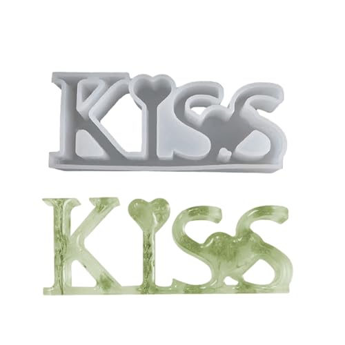 Silikonform mit englischen Buchstaben "Love Kiss", Epoxidharz für Bastelarbeiten, Desktop-Ornamente, Schmuckherstellung, Werkzeug, Dekoration von Azxcvbnm