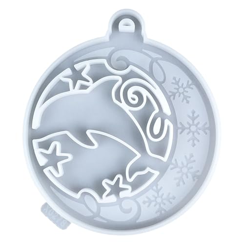 Weihnachtsbaumbehang, Ornament, Epoxidharz, Silikon, Delfin, rund, Anhängerform, handgefertigt, Schmuckherstellungswerkzeug von Azxcvbnm