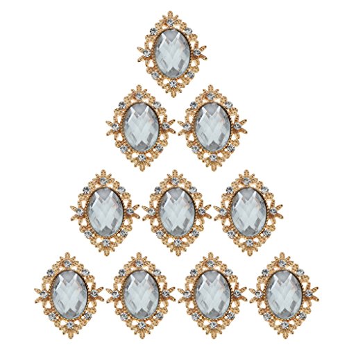 B Baosity 10 Stück Retro Vintage Cabochons Flache Rückseite Flatback Verzierung Schmucksteine Dekosteine zum Basteln Dekoriernen - gold1 von B Baosity