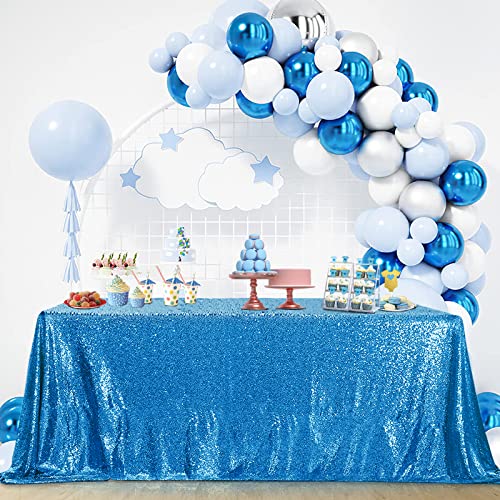 B-COOL Pailletten-Tischdecke, glänzend, für Geburtstag, Hochzeit, Party, Abschlussball, Bankett, glitzernde Tischauflagen, Aquablau, 228,6 x 228,6 cm von B-COOL