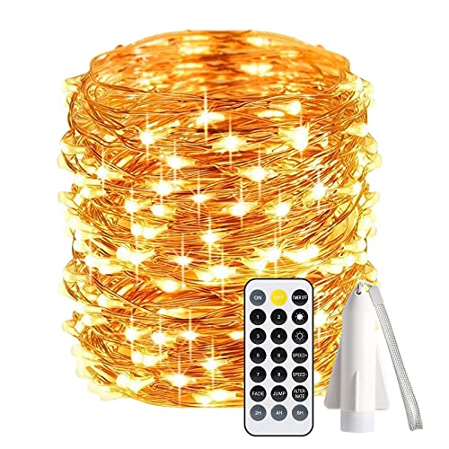 200 LED Lichterkette,B-right 20M Lichterkette wiederaufladbare Batterie IP68 Wasserdicht 8 Modi Kupferdraht Lichterkette Innen/Außen mit Fernbedienung &Timer,Lichterketten für Zimmer Party Weihnachten von B-right