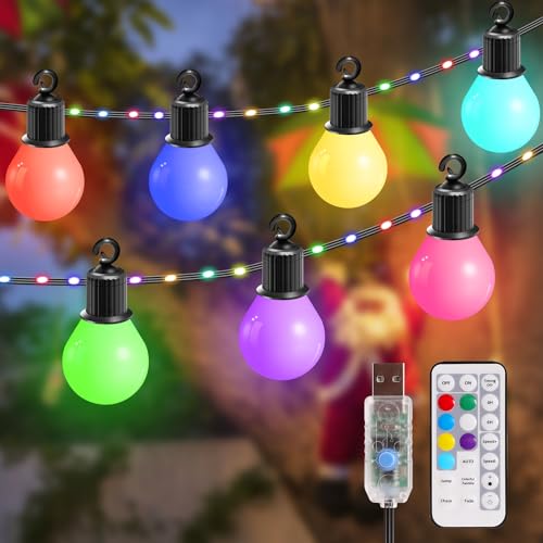 B-right 12,5 m Lichterkette 100 LED USB Wiederaufladbar IP65 Wasserdicht 8 Modi Kupferdraht Lichterkette mit Fernbedienung & Timer für Innen & Außen von B-right