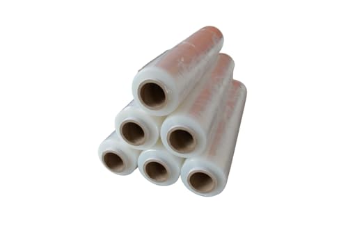 6 Stück Stretchfolie 500 mm breit - B teurobrecher - 23 µ transparent, ca. 2,5 kg Rollengewicht - Verpackungsmaterial - Verpackungsfolie auf der Rolle - Folie für Möbel - Umzugsfolie von B teurobrecher