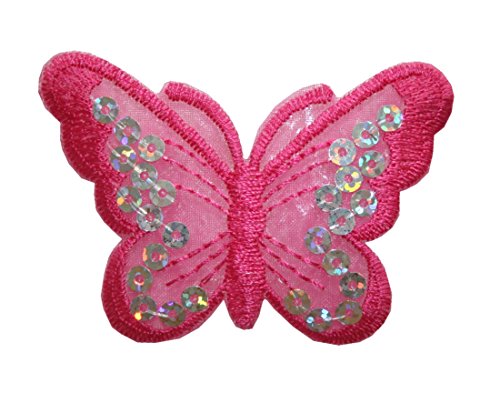 Aufnäher Bügelbild Aufbügler Schmetterling 45x70mm rosa (1082) von B2Q