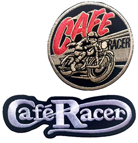 Bügel Aufnäher Patches Applikation Sticker-ei Set groß Vintage Brit Bike-r Motorrad Cafe Racer zum aufbügeln/annähen von Emny