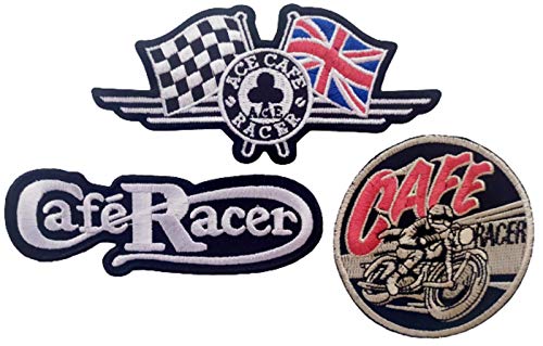 Bügel Vintage Aufnäher Patches Applikation Sticker-ei Set groß Brit Motorrad Bike-r Cafe Racer zum aufbügeln/annähen von CANFEEL