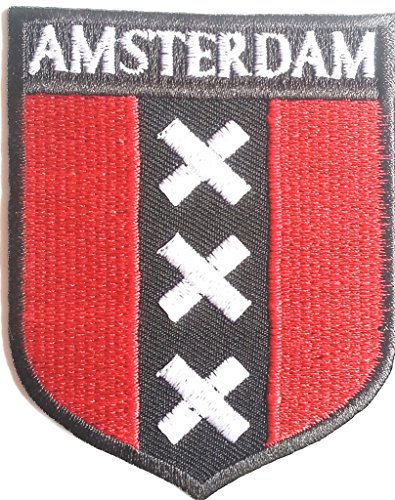 B2SEE Aufnäher Bügelbild Aufbügler Iron on Patch Flicken Applikation für Stoff Kleidung zum aufbügeln Amsterdam 7 x 8,5 cm von B2SEE