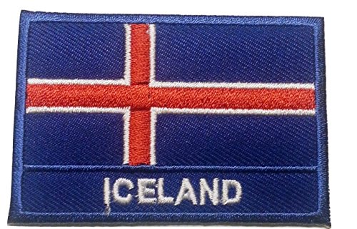 Aufnäher Island Patches bestickt für Jacken Bügel-Applikation-Bild-Flicken Stickerei Aufbügler Flaggen Fahnen zum aufbügeln „ Island 8,5 x 5 cm „ von B2SEE