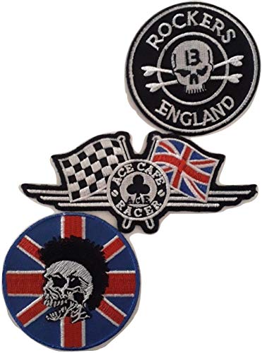 Aufnäher Patch Applikation Biker Café Racer Vintage Motorrad Brit Bike Set 3 STK von B2SEE