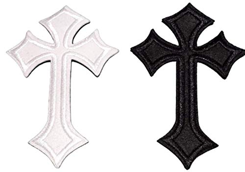 B2SEE Aufnäher Patch Set Symbol Motive Kreuz Kruzifix Muster Applikation Kleidung schwarz Weiss von B2SEE