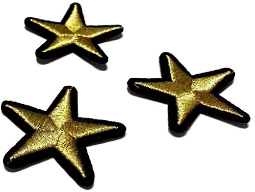 Glitzer Aufnäher Iron on Patches für Jacken Jeans Kleidung Aufbügler Applikation Stickerei Set Aufnäher Glitzer Stern gold 5 Stk jeweils 3,5 bis 4 cm von B2SEE