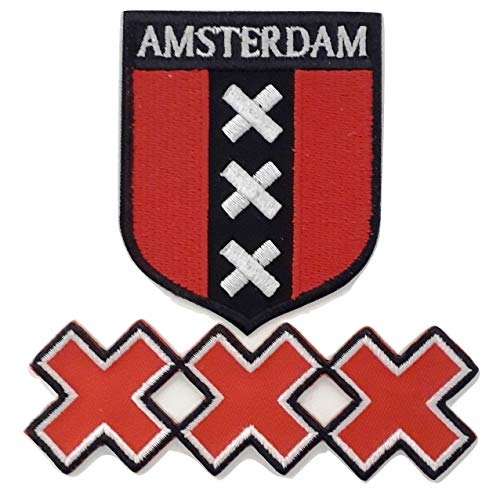 Iron On Bügel Aufnäher Patches Flicken DIY Näh Motive Flagge Wappen Holland Niederlande Amsterdam für Textilien von B2SEE